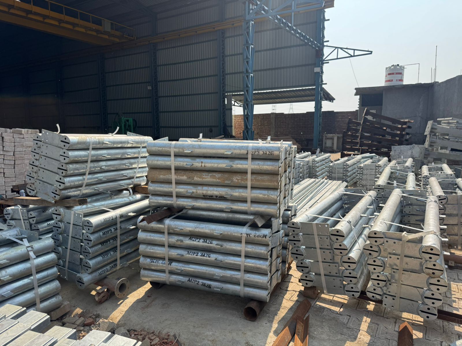 Galvanized pole inventory ready for dispatch